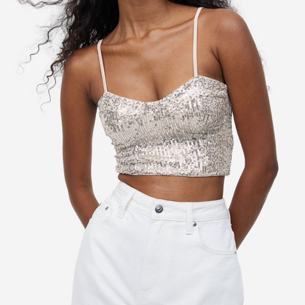H&M sequin corset-style crop top